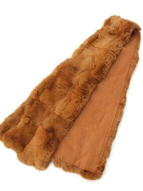 Chanel Silk Lapin Scarf Fur Tippet Brown